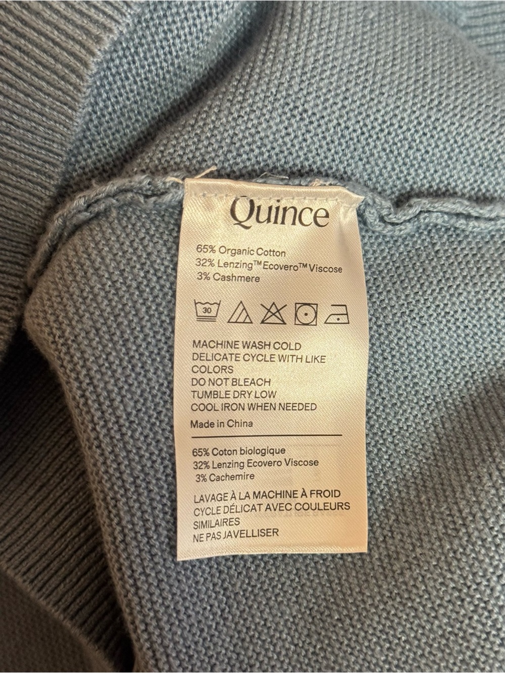 Bundle of 2 Quince Cotton Cashmere Link-Stitch Dolman Sweaters Large Pink Blue - Picture 13 of 14